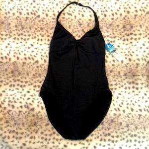 Baltex black one-piece halter style swimsuit- size 12 - New with tags